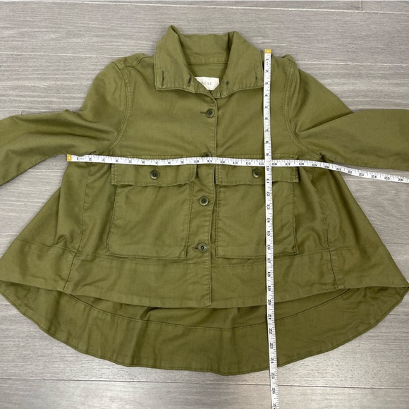 THE GREAT. The Swingy Army Jacket Military Green Utility Short High Low Coat 1 S - Picture 14 of 16